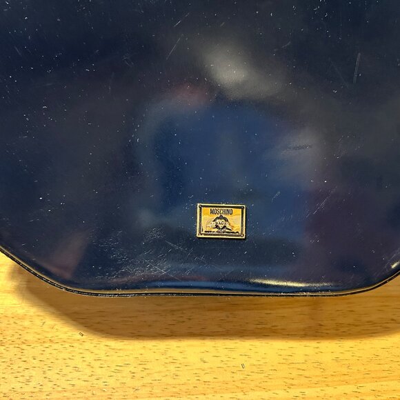 Womens Moschino 453248 Brown Black Matted Patent Leather Shoulder Handbag - Picture 15 of 16